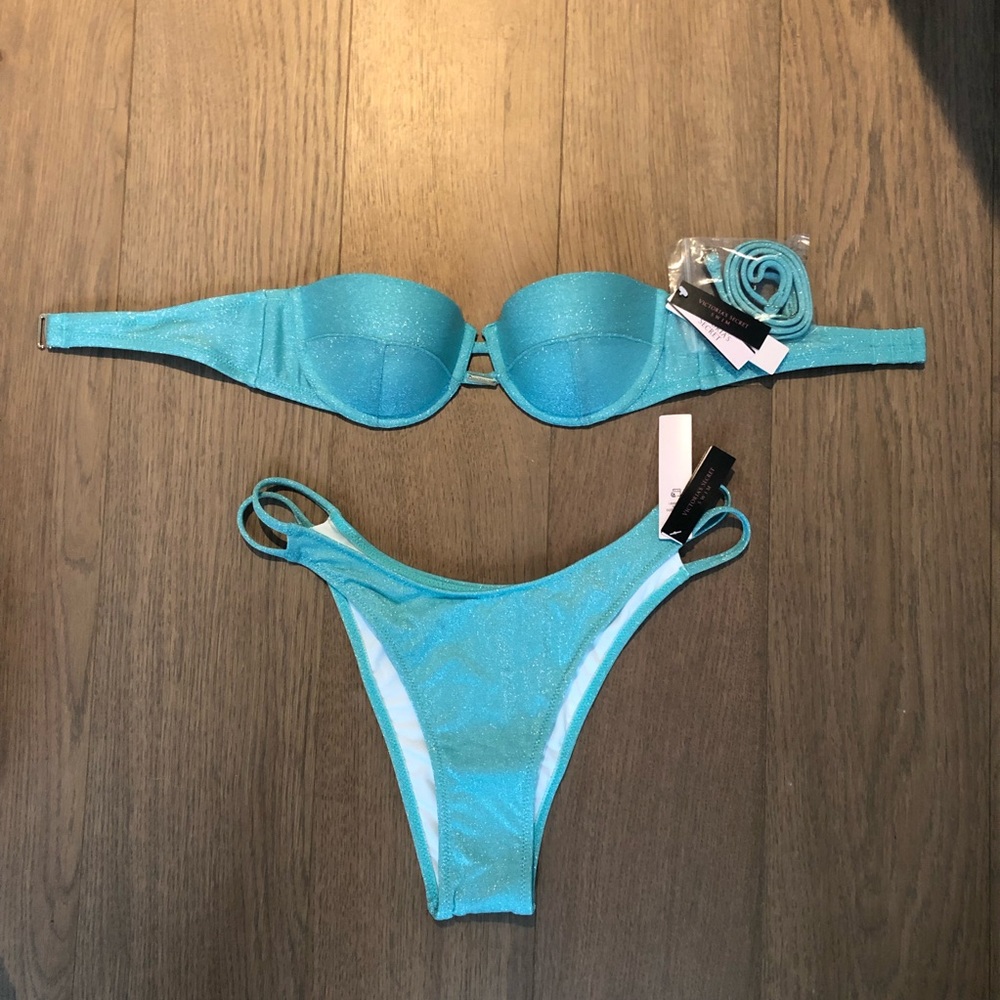 NEW TAGS ON Victoria’s Secret sparkly turquoise bikini set